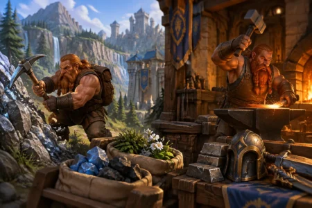 Da picareta à bigorna: quando trocar coleta por fabricação no WoW? Imagem relacionada a profissão de coleta para ganhar ouro no WoW